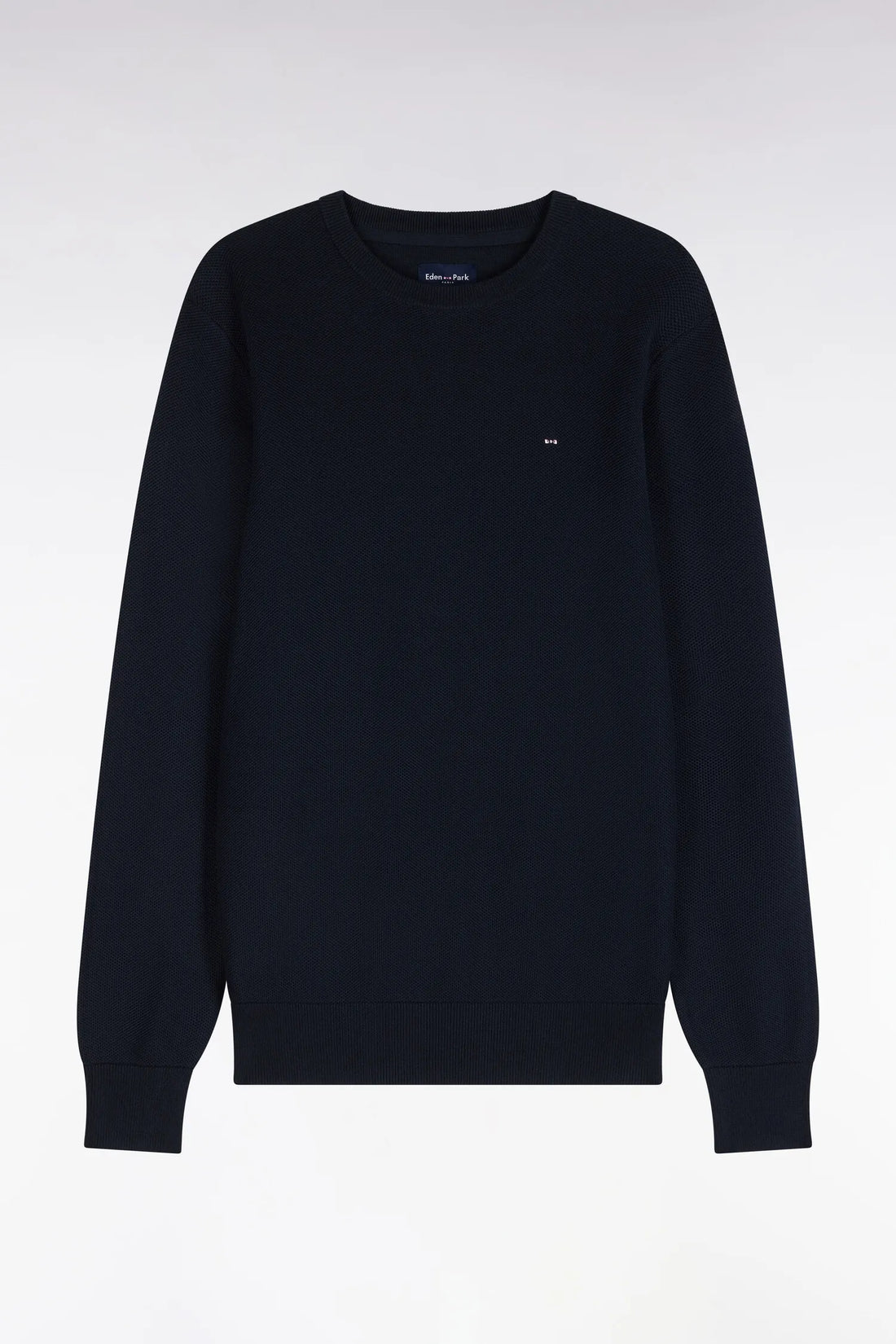 Eden Park 0 Men Round-Neck Sweater in Navy Cotton with a Straight Cut SKU: H26MAIPU0005_BLF Image 02