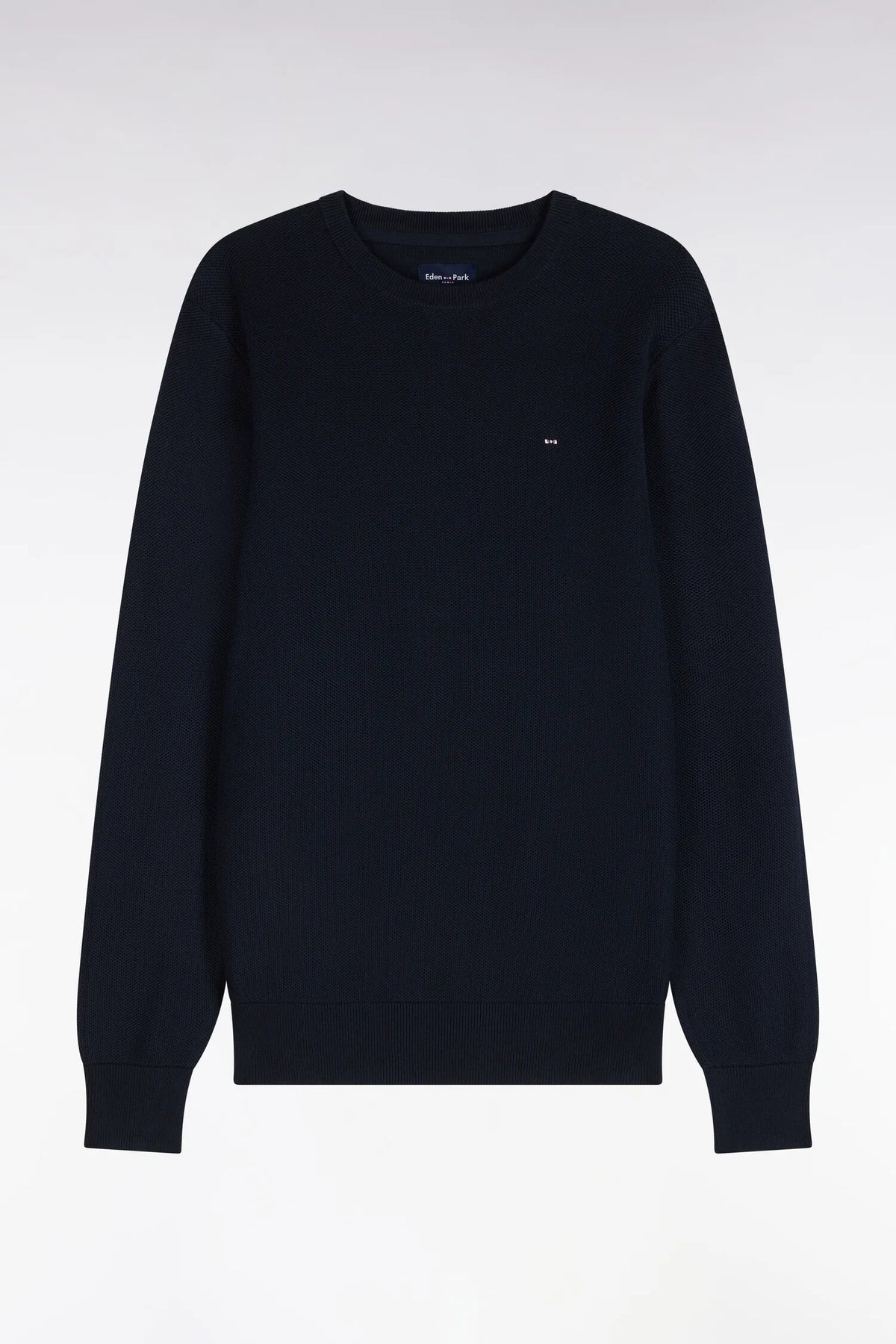 Eden Park 0 Men Round-Neck Sweater in Navy Cotton with a Straight Cut SKU: H26MAIPU0005_BLF Image 02