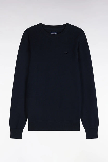 Eden Park 0 Men Round-Neck Sweater in Navy Cotton with a Straight Cut SKU: H26MAIPU0005_BLF Image 02