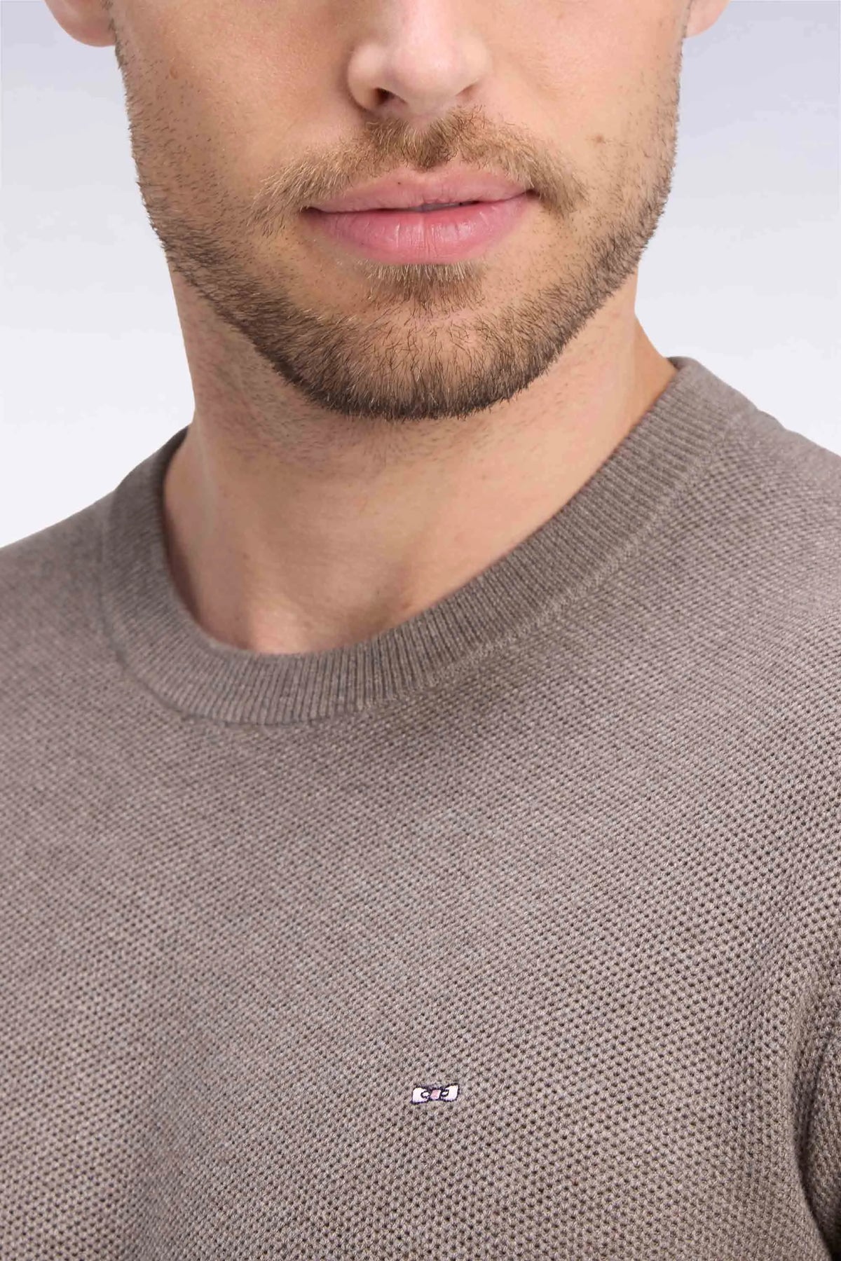 Eden Park 0 Men Grey Cotton Round-Neck Sweater with a Straight Cut SKU: H26MAIPU0005_GRM1 Image 06