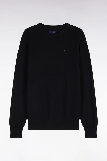 Eden Park 0 Men Straight-Cut Black Cotton Round-Neck Sweater SKU: H26MAIPU0005_NO Image 02