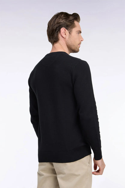 Eden Park 0 Men Straight-Cut Black Cotton Round-Neck Sweater SKU: H26MAIPU0005_NO Image 04