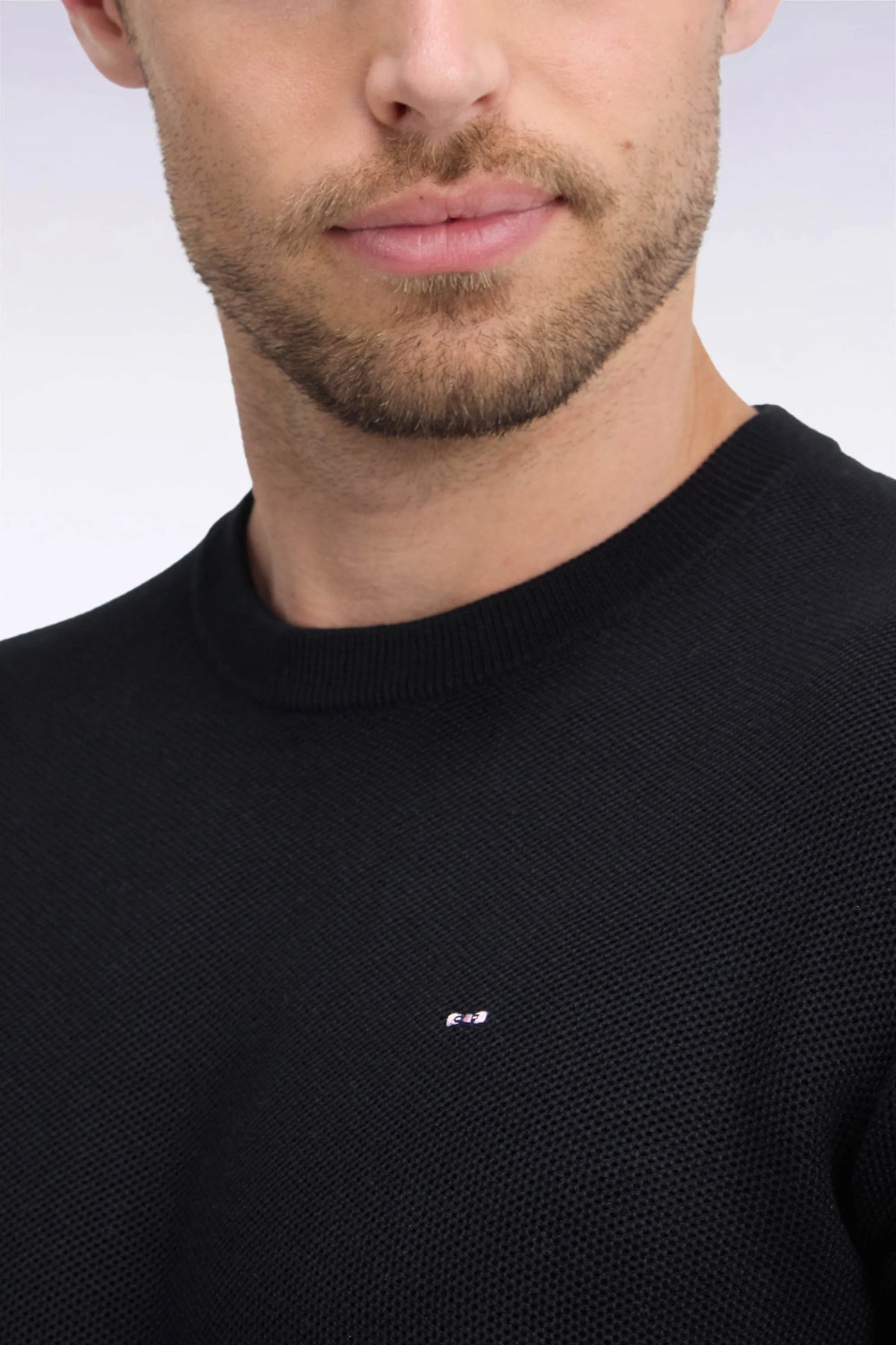 Eden Park 0 Men Straight-Cut Black Cotton Round-Neck Sweater SKU: H26MAIPU0005_NO Image 06