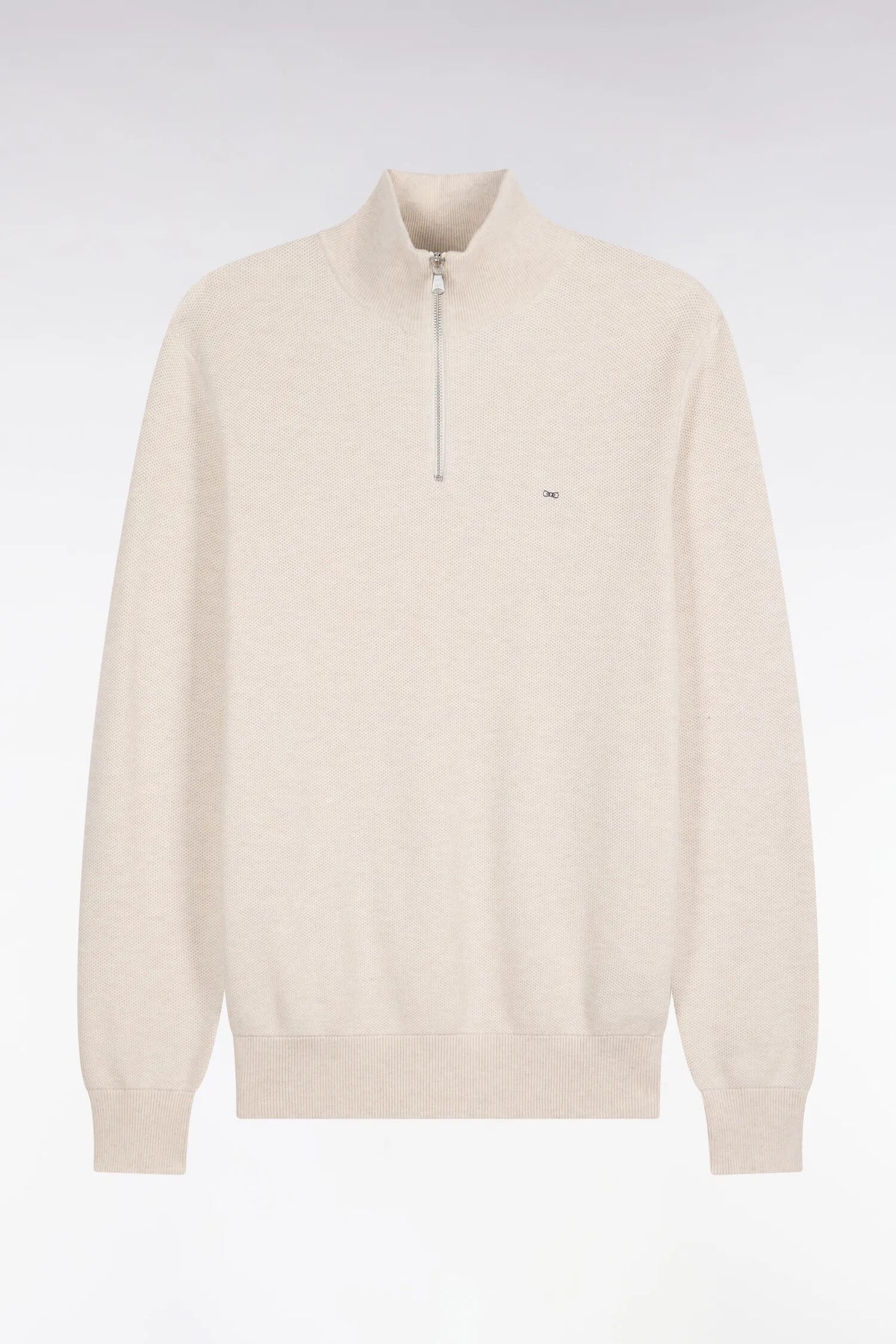 Eden Park 0 Men Straight-Cut Ecru Cotton Trucker Collar Sweater SKU: H26MAIPU0006_BEC15 Image 02