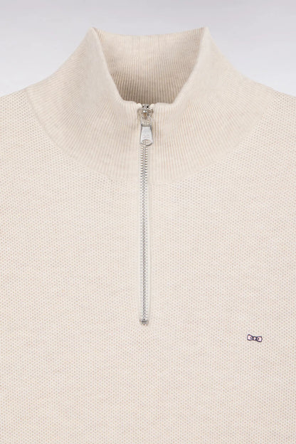 Eden Park 0 Men Straight-Cut Ecru Cotton Trucker Collar Sweater SKU: H26MAIPU0006_BEC15 Image 05