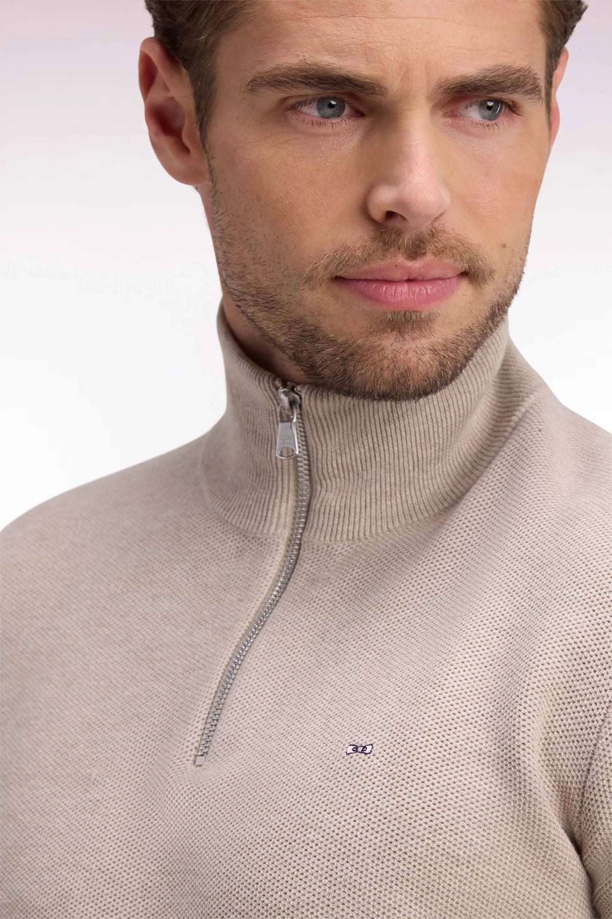 Eden Park 0 Men Straight-Cut Beige Cotton Trucker Collar Sweater SKU: H26MAIPU0006_BEM30 Image 06