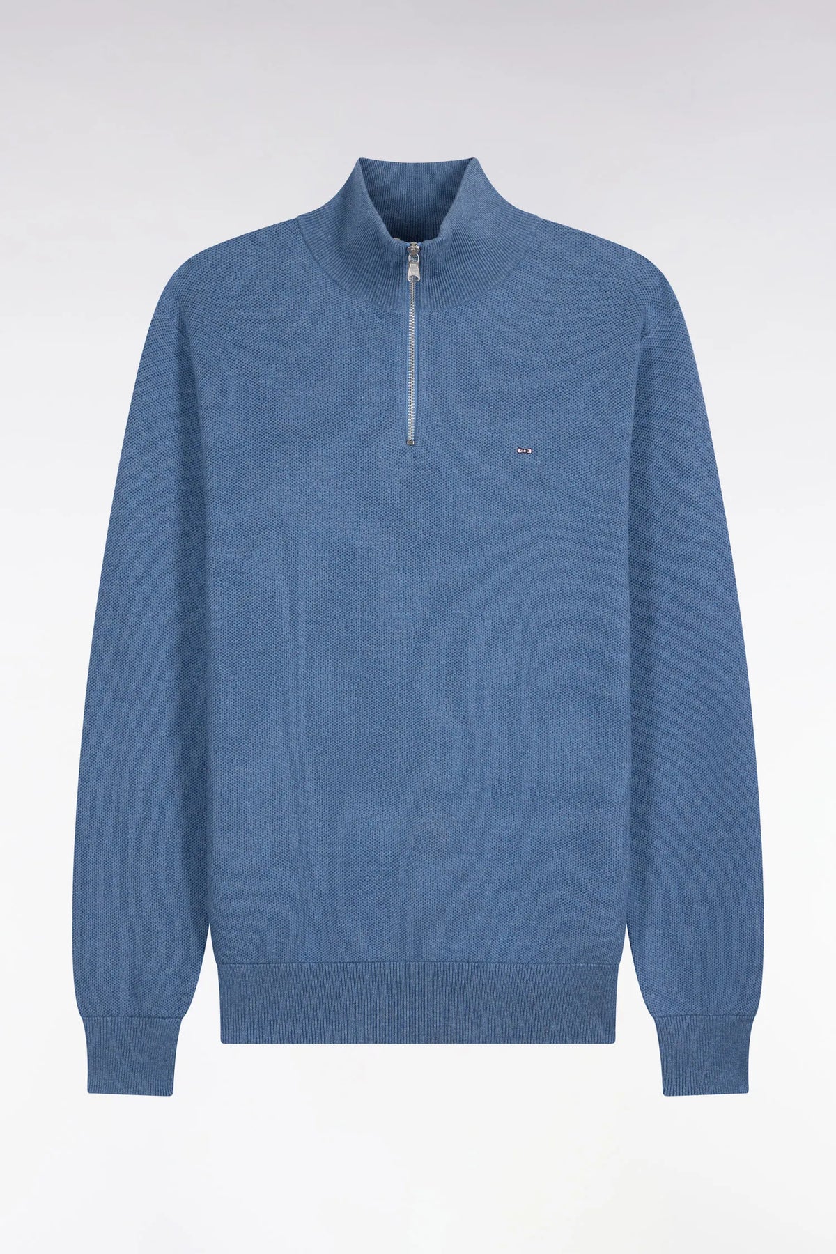 Eden Park 0 Men Straight-Cut Blue Cotton Trucker Collar Sweater SKU: H26MAIPU0006_BLC8 Image 02