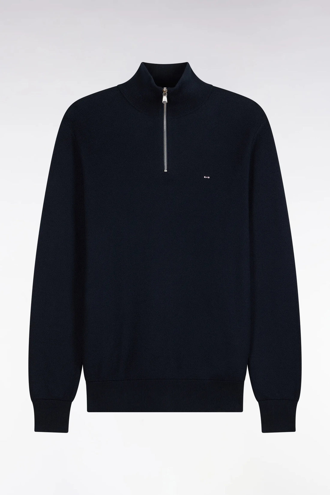 Eden Park 0 Men Straight-Cut Navy Cotton Trucker Collar Sweater SKU: H26MAIPU0006_BLF Image 02