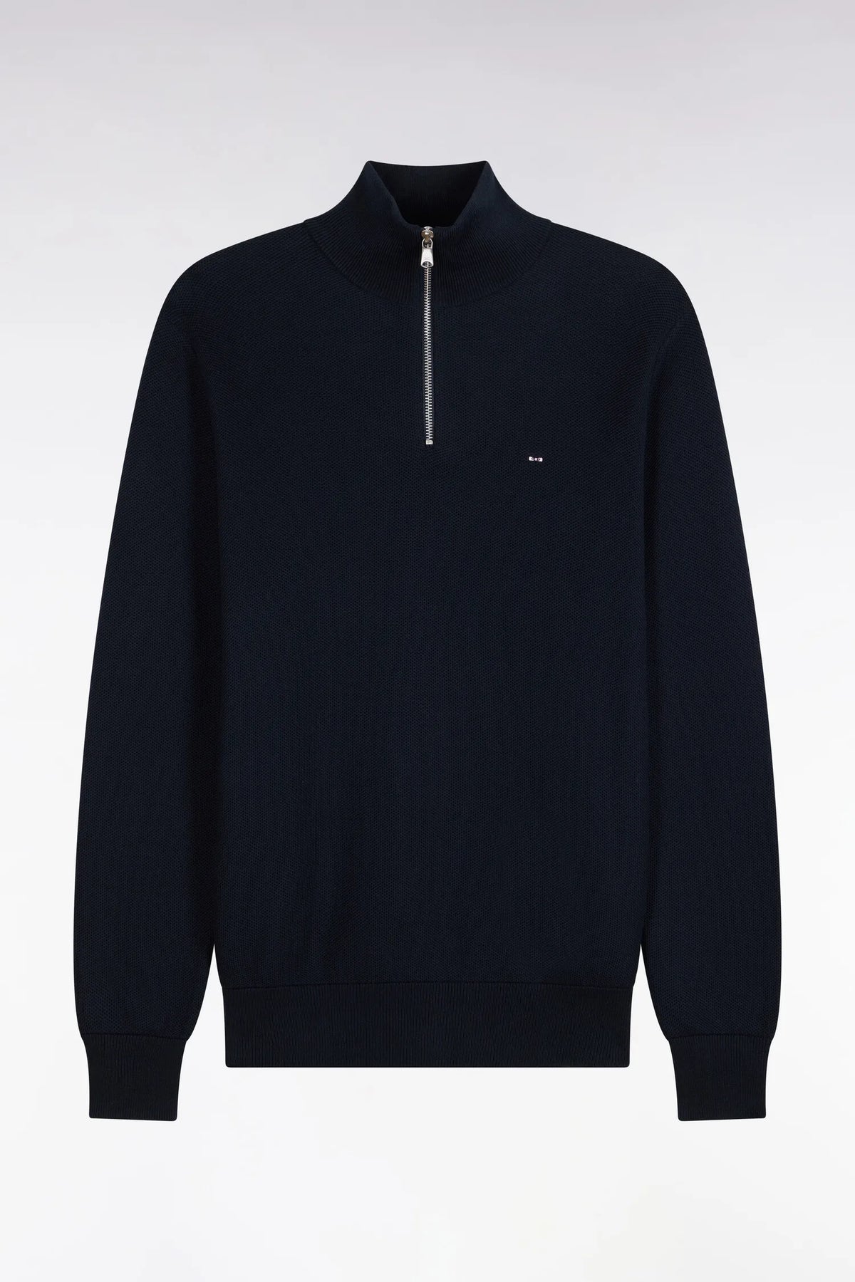 Eden Park 0 Men Straight-Cut Navy Cotton Trucker Collar Sweater SKU: H26MAIPU0006_BLF Image 02