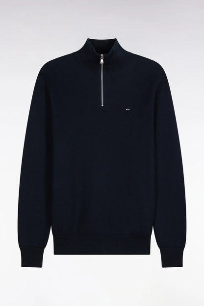 Eden Park 0 Men Straight-Cut Navy Cotton Trucker Collar Sweater SKU: H26MAIPU0006_BLF Image 02