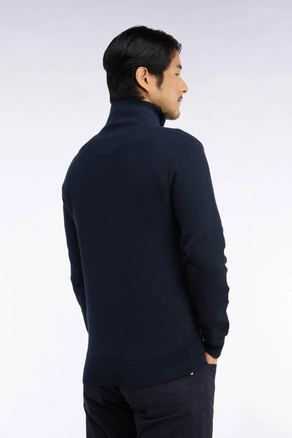 Eden Park 0 Men Straight-Cut Navy Cotton Trucker Collar Sweater SKU: H26MAIPU0006_BLF Image 04