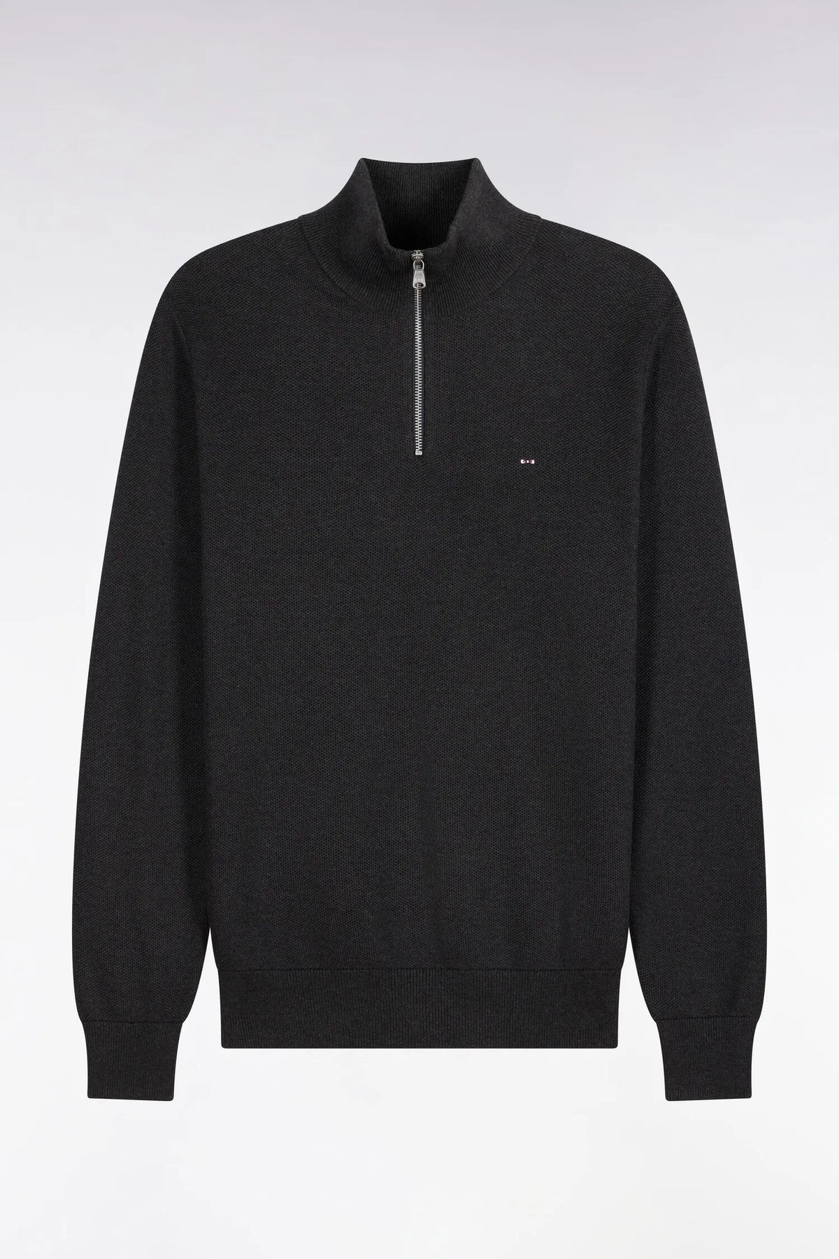 Eden Park 0 Men Straight-Cut Dark Grey Cotton Trucker Collar Sweater SKU: H26MAIPU0006_GRF7 Image 02