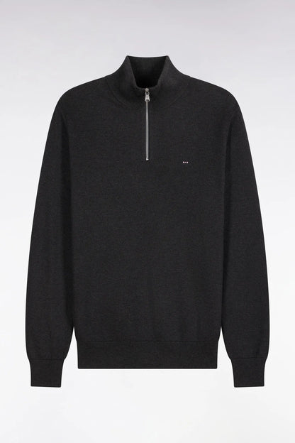 Eden Park 0 Men Straight-Cut Dark Grey Cotton Trucker Collar Sweater SKU: H26MAIPU0006_GRF7 Image 02