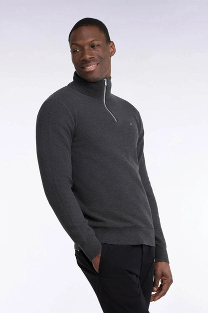 Eden Park 0 Men Straight-Cut Dark Grey Cotton Trucker Collar Sweater SKU: H26MAIPU0006_GRF7 Image 03