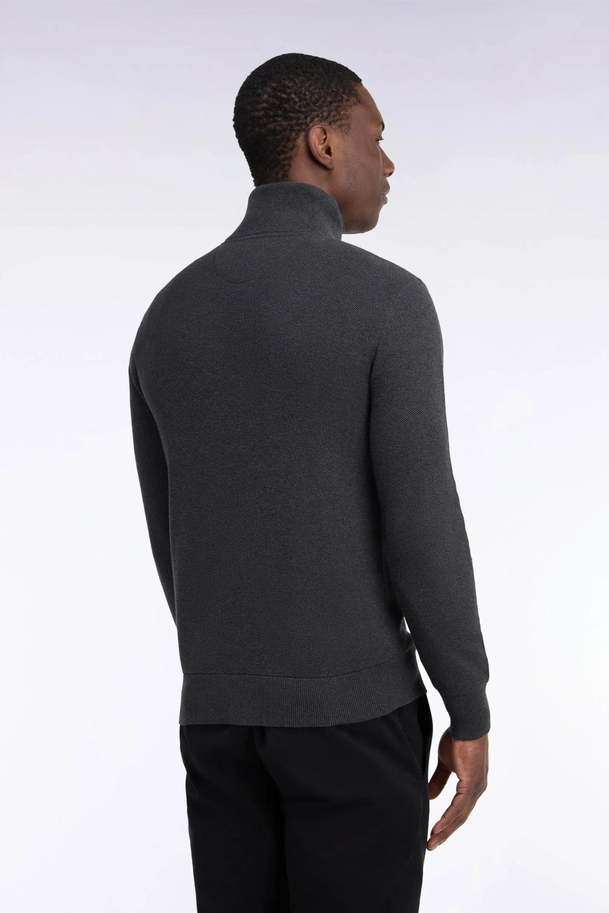 Eden Park 0 Men Straight-Cut Dark Grey Cotton Trucker Collar Sweater SKU: H26MAIPU0006_GRF7 Image 04