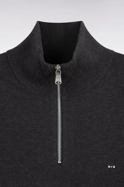 Eden Park 0 Men Straight-Cut Dark Grey Cotton Trucker Collar Sweater SKU: H26MAIPU0006_GRF7 Image 05