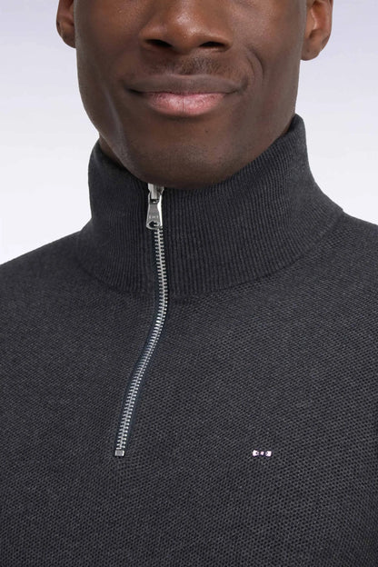 Eden Park 0 Men Straight-Cut Dark Grey Cotton Trucker Collar Sweater SKU: H26MAIPU0006_GRF7 Image 06