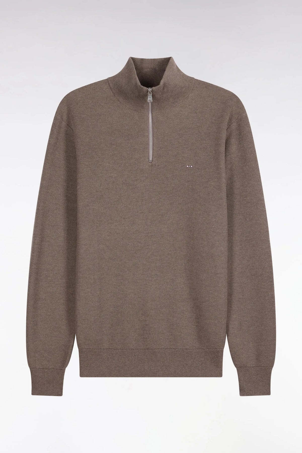 Eden Park 0 Men Trucker Collar Sweater in Anthracite Grey Cotton with a Straight Cut SKU: H26MAIPU0006_GRM1 Image 02