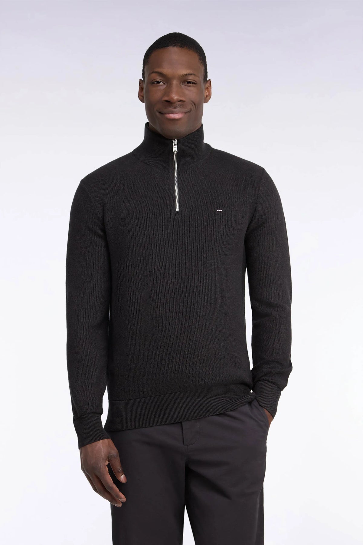Eden Park 0 Men Straight-Cut Brown Cotton Trucker Collar Sweater SKU: H26MAIPU0006_MAF1 Image 01