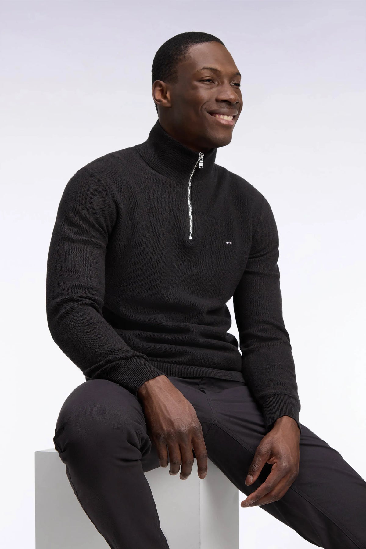 Eden Park 0 Men Straight-Cut Brown Cotton Trucker Collar Sweater SKU: H26MAIPU0006_MAF1 Image 03