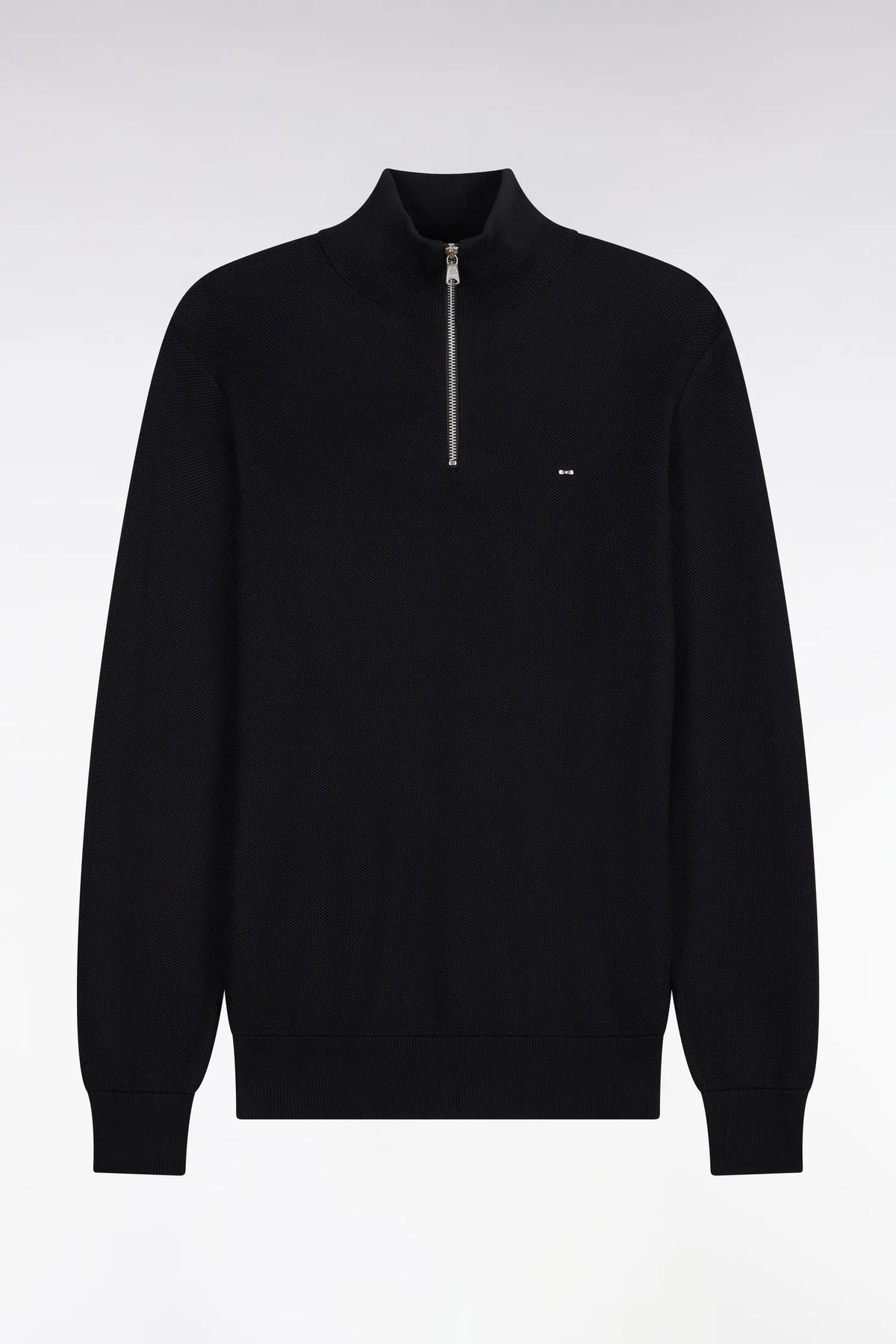Eden Park 0 Men Straight-Cut Black Cotton Trucker Collar Sweater SKU: H26MAIPU0006_NO Image 02
