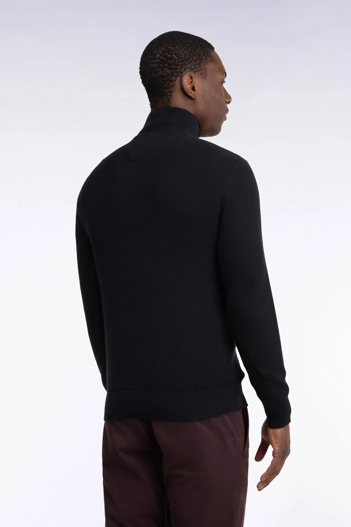 Eden Park 0 Men Straight-Cut Black Cotton Trucker Collar Sweater SKU: H26MAIPU0006_NO Image 04