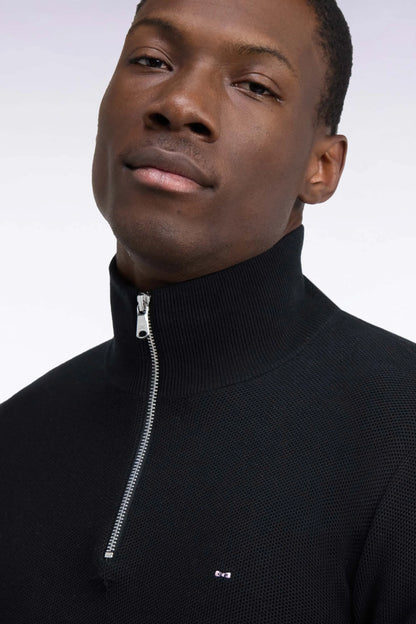 Eden Park 0 Men Straight-Cut Black Cotton Trucker Collar Sweater SKU: H26MAIPU0006_NO Image 06