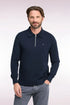 Eden Park 0 Men Straight-Cut Navy Navy Cotton and Viscose Zip-Up Polo Collar Sweater SKU: H26MAIPU0040_BLF Image 01