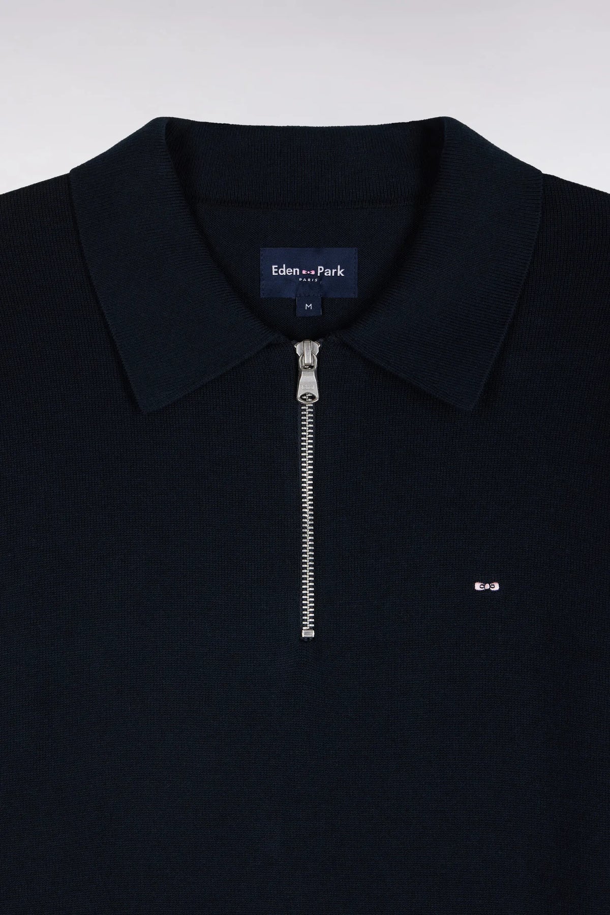 Eden Park 0 Men Straight-Cut Navy Navy Cotton and Viscose Zip-Up Polo Collar Sweater SKU: H26MAIPU0040_BLF Image 05