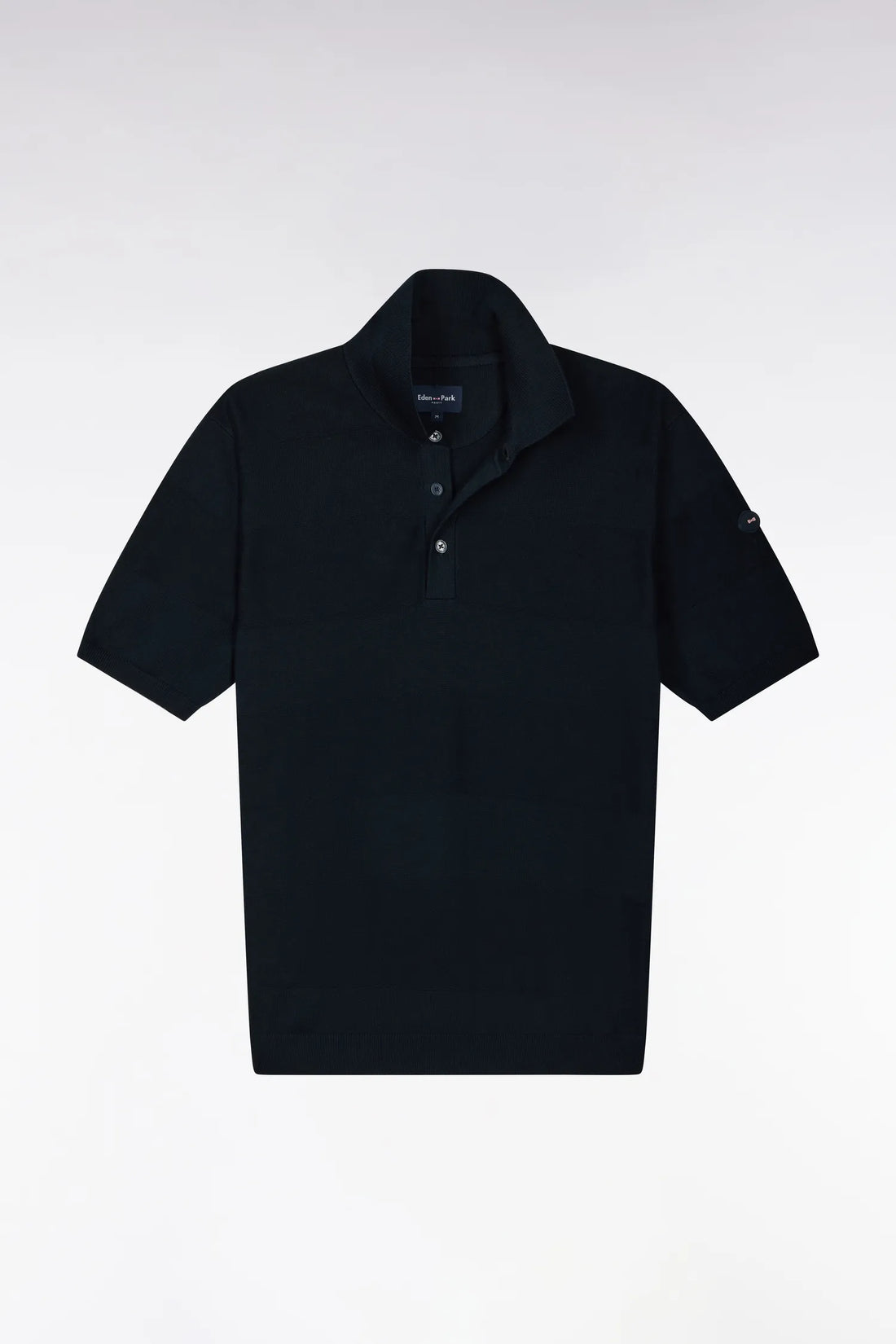 Eden Park 0 Men Short-Sleeved Golf Sweater with Polo Collar in Cotton and Navy Viscose with a Straight Cut SKU: H26MAIPU0067_BLF Image 02