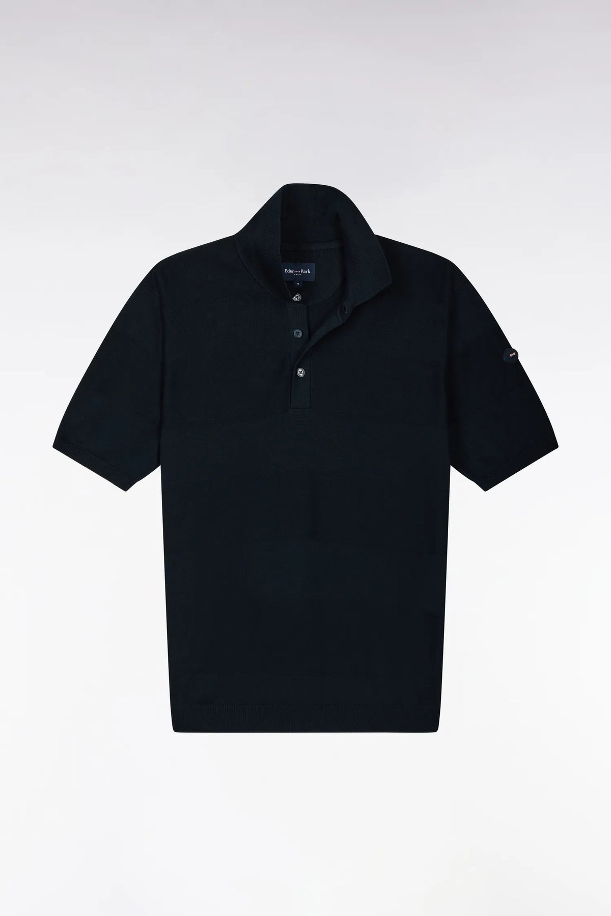 Eden Park 0 Men Short-Sleeved Golf Sweater with Polo Collar in Cotton and Navy Viscose with a Straight Cut SKU: H26MAIPU0067_BLF Image 02