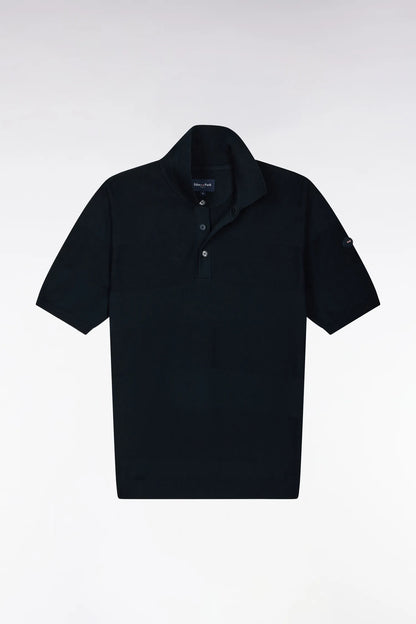 Eden Park 0 Men Short-Sleeved Golf Sweater with Polo Collar in Cotton and Navy Viscose with a Straight Cut SKU: H26MAIPU0067_BLF Image 02