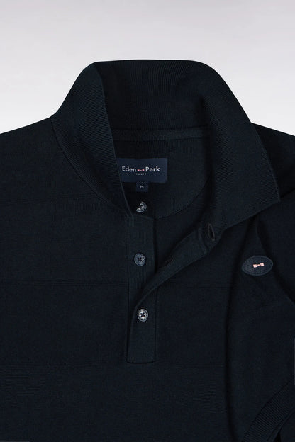Eden Park 0 Men Short-Sleeved Golf Sweater with Polo Collar in Cotton and Navy Viscose with a Straight Cut SKU: H26MAIPU0067_BLF Image 05
