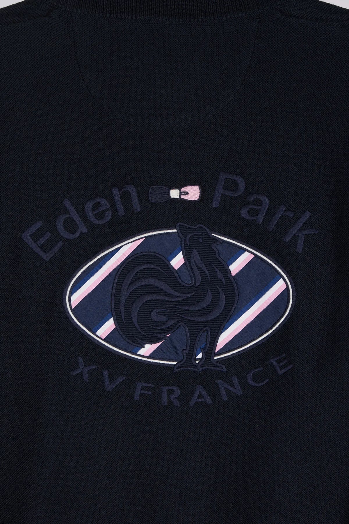 Eden Park 0 Men Sweater with Zipped High Neck in Navy Cotton Embroidery Xv De France Regular Fit SKU: H26MAIPU0083_BLF Image 05