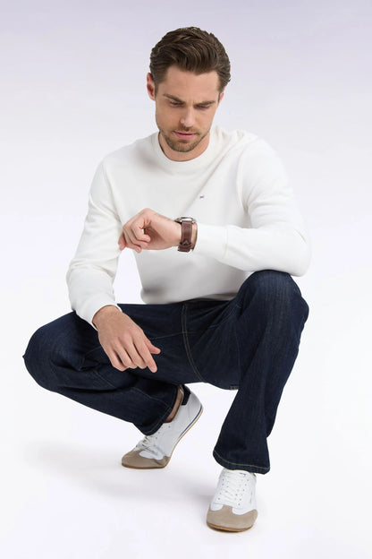 Eden Park 0 Men Straight-Cut Ecru Cotton Fleece Crewneck Sweatshirt SKU: H26MAISW0001_BEC15 Image 03