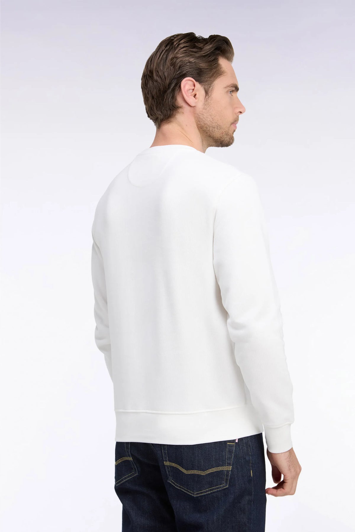 Eden Park 0 Men Straight-Cut Ecru Cotton Fleece Crewneck Sweatshirt SKU: H26MAISW0001_BEC15 Image 04