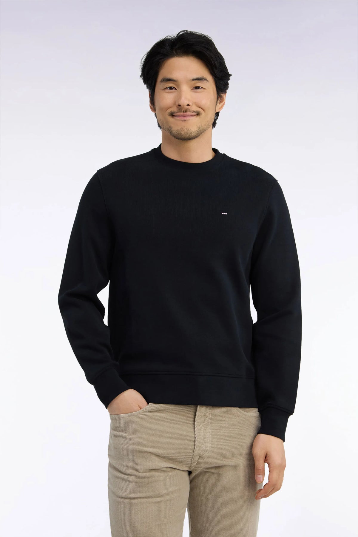 Eden Park 0 Men Straight-Cut Black Cotton Fleece Crewneck Sweatshirt SKU: H26MAISW0001_NO Image 01