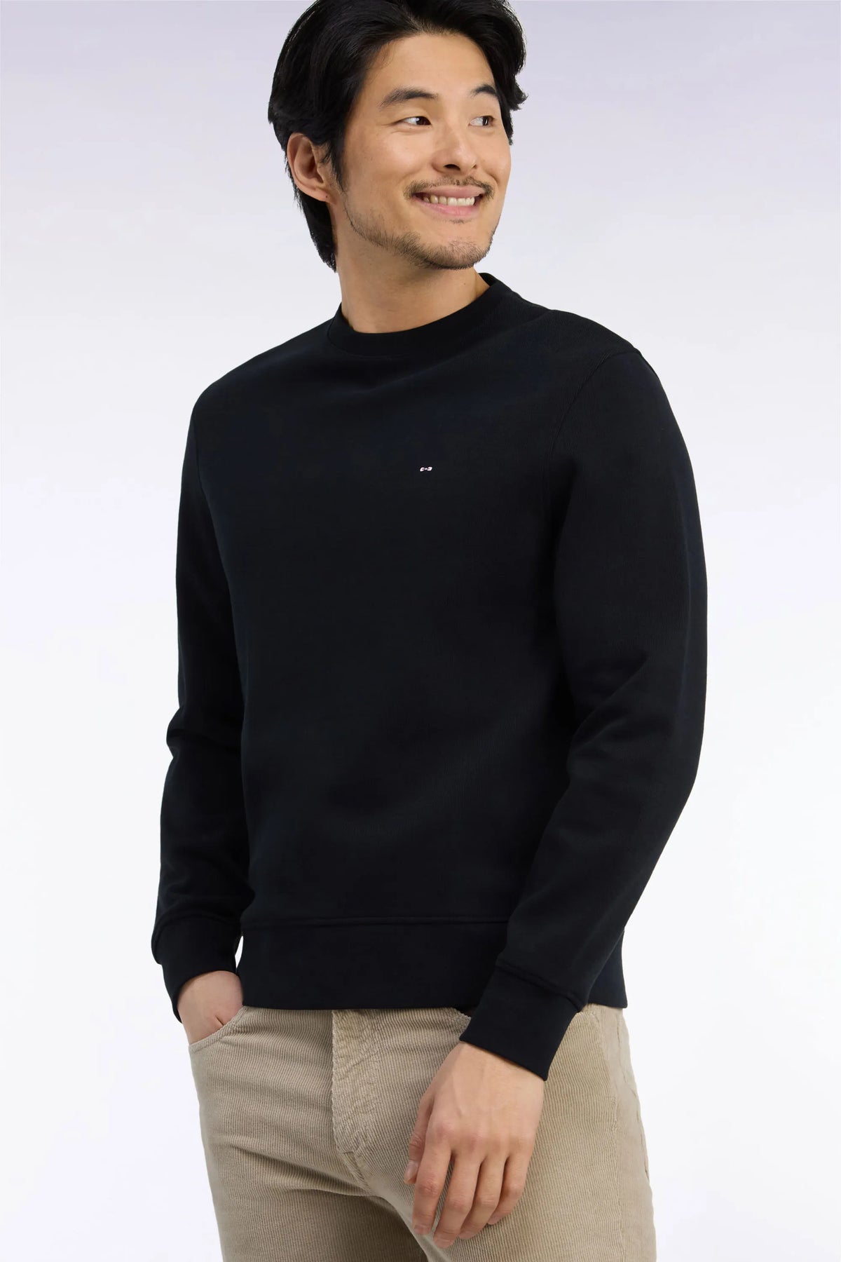 Eden Park 0 Men Straight-Cut Black Cotton Fleece Crewneck Sweatshirt SKU: H26MAISW0001_NO Image 03
