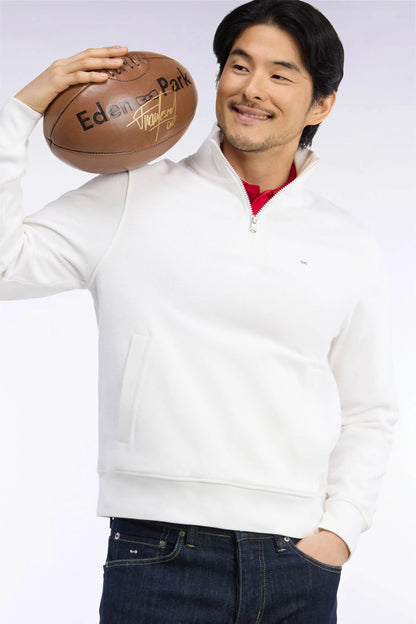 Eden Park 0 Men Straight-Cut Ecru Cotton Fleece Trucker Collar Sweatshirt SKU: H26MAISW0002_BEC15 Image 03