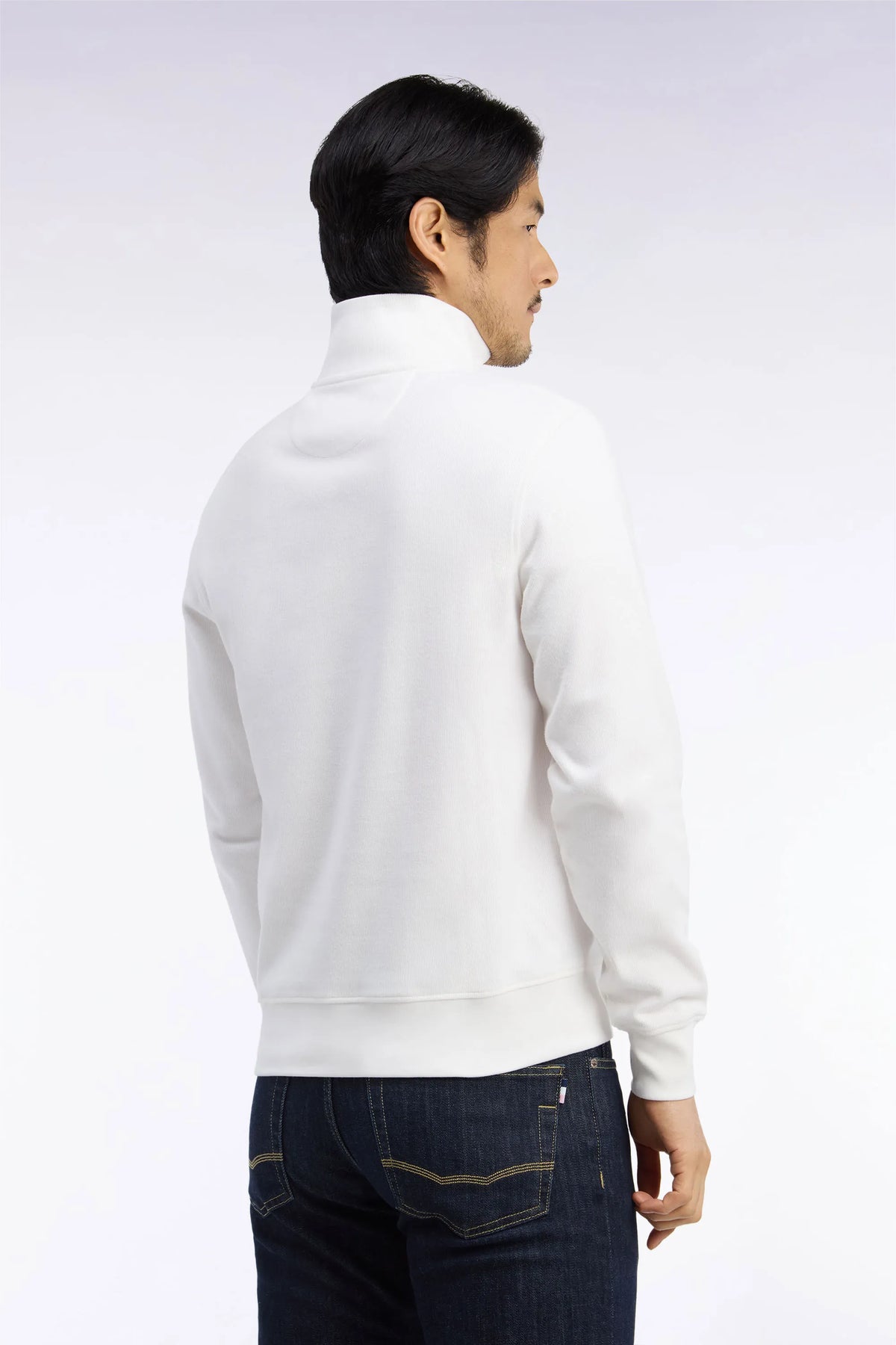 Eden Park 0 Men Straight-Cut Ecru Cotton Fleece Trucker Collar Sweatshirt SKU: H26MAISW0002_BEC15 Image 04