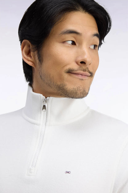 Eden Park 0 Men Straight-Cut Ecru Cotton Fleece Trucker Collar Sweatshirt SKU: H26MAISW0002_BEC15 Image 06