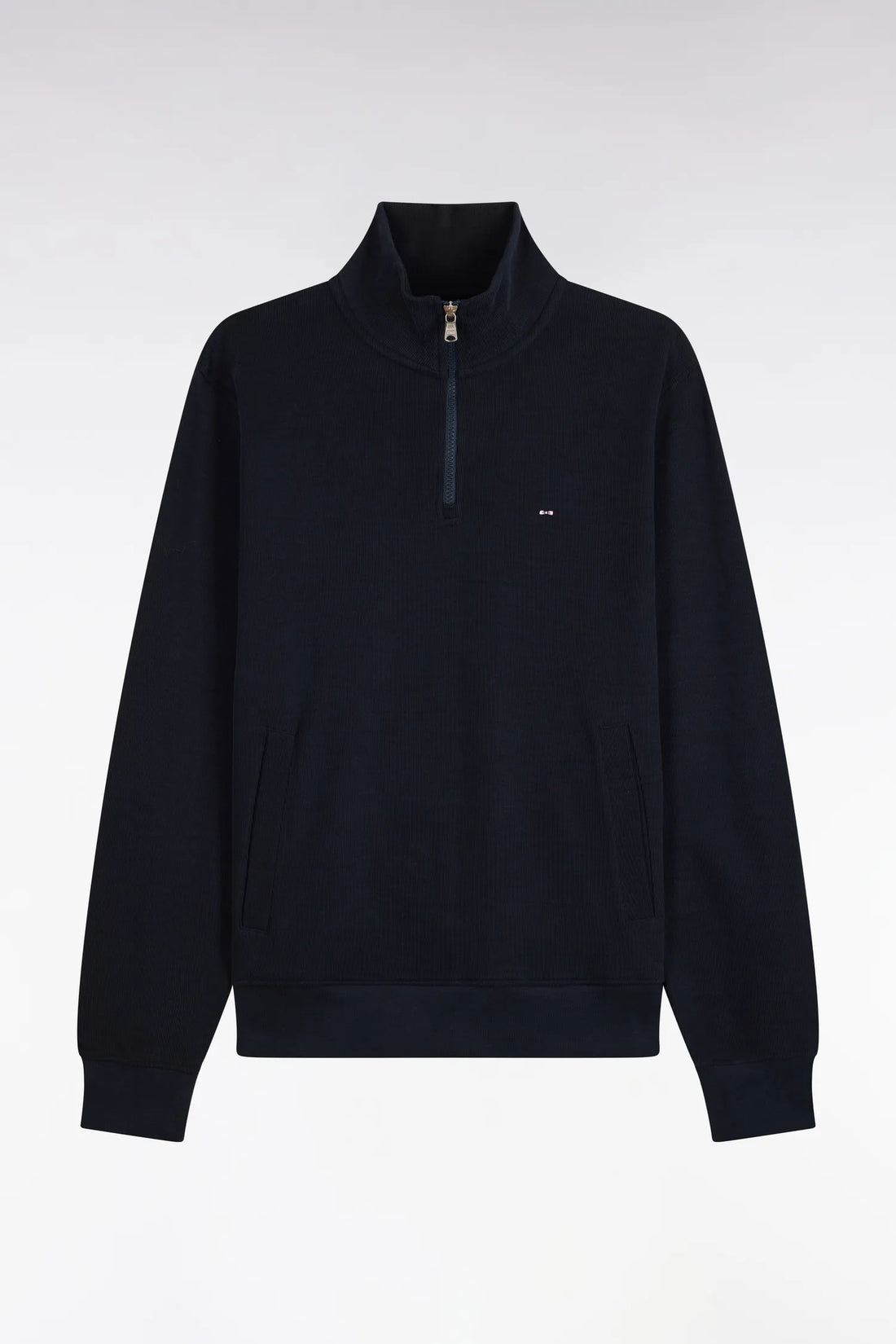 Eden Park 0 Men Straight-Cut Navy Cotton Fleece Trucker Collar Sweatshirt SKU: H26MAISW0002_BLF Image 02