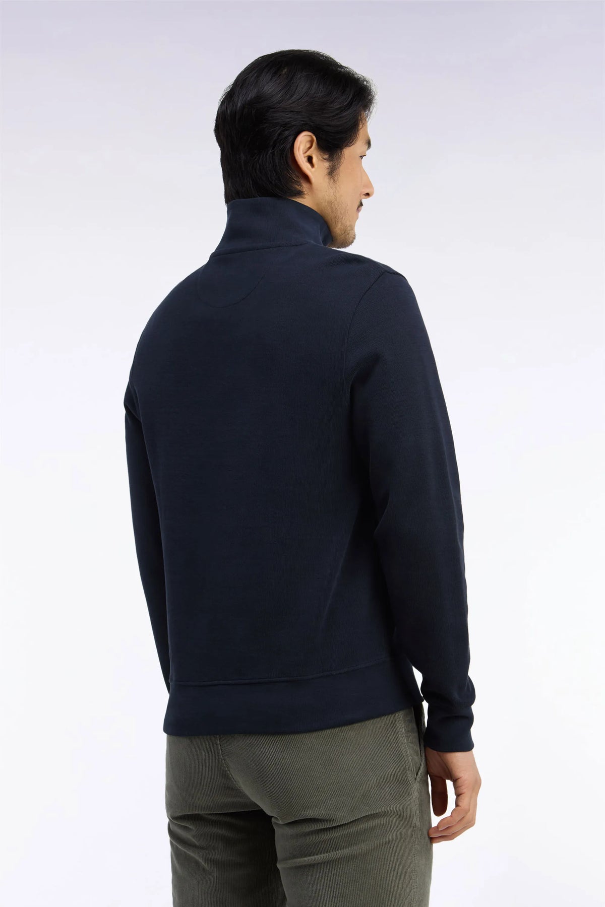 Eden Park 0 Men Straight-Cut Navy Cotton Fleece Trucker Collar Sweatshirt SKU: H26MAISW0002_BLF Image 04