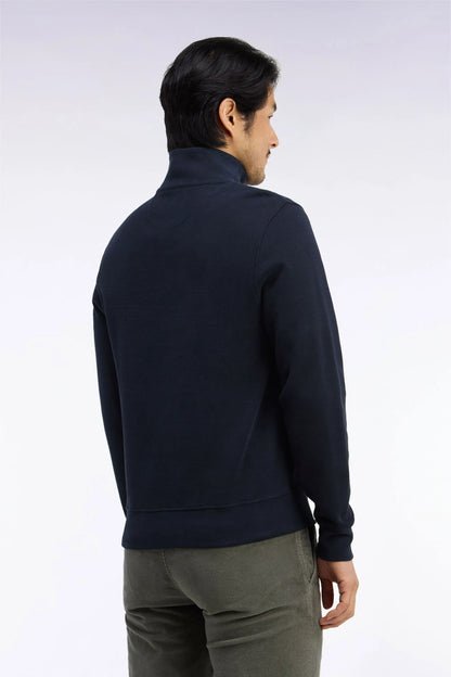Eden Park 0 Men Straight-Cut Navy Cotton Fleece Trucker Collar Sweatshirt SKU: H26MAISW0002_BLF Image 04