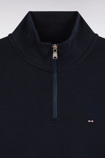 Eden Park 0 Men Straight-Cut Navy Cotton Fleece Trucker Collar Sweatshirt SKU: H26MAISW0002_BLF Image 05