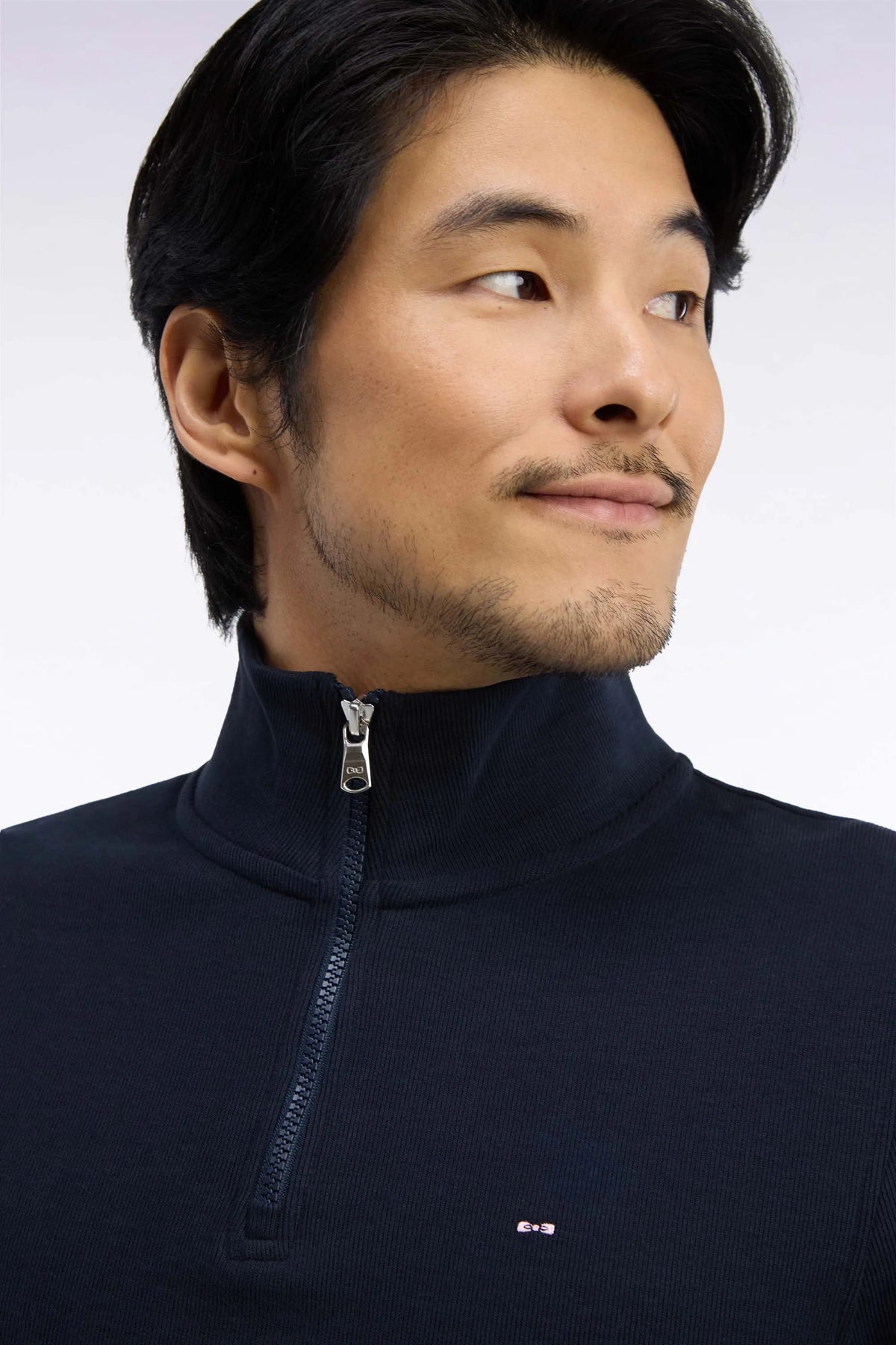 Eden Park 0 Men Straight-Cut Navy Cotton Fleece Trucker Collar Sweatshirt SKU: H26MAISW0002_BLF Image 06