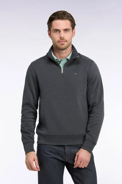 Eden Park 0 Men Straight-Cut Khaki Cotton Fleece Trucker Collar Sweatshirt SKU: H26MAISW0002_KAF1 Image 01