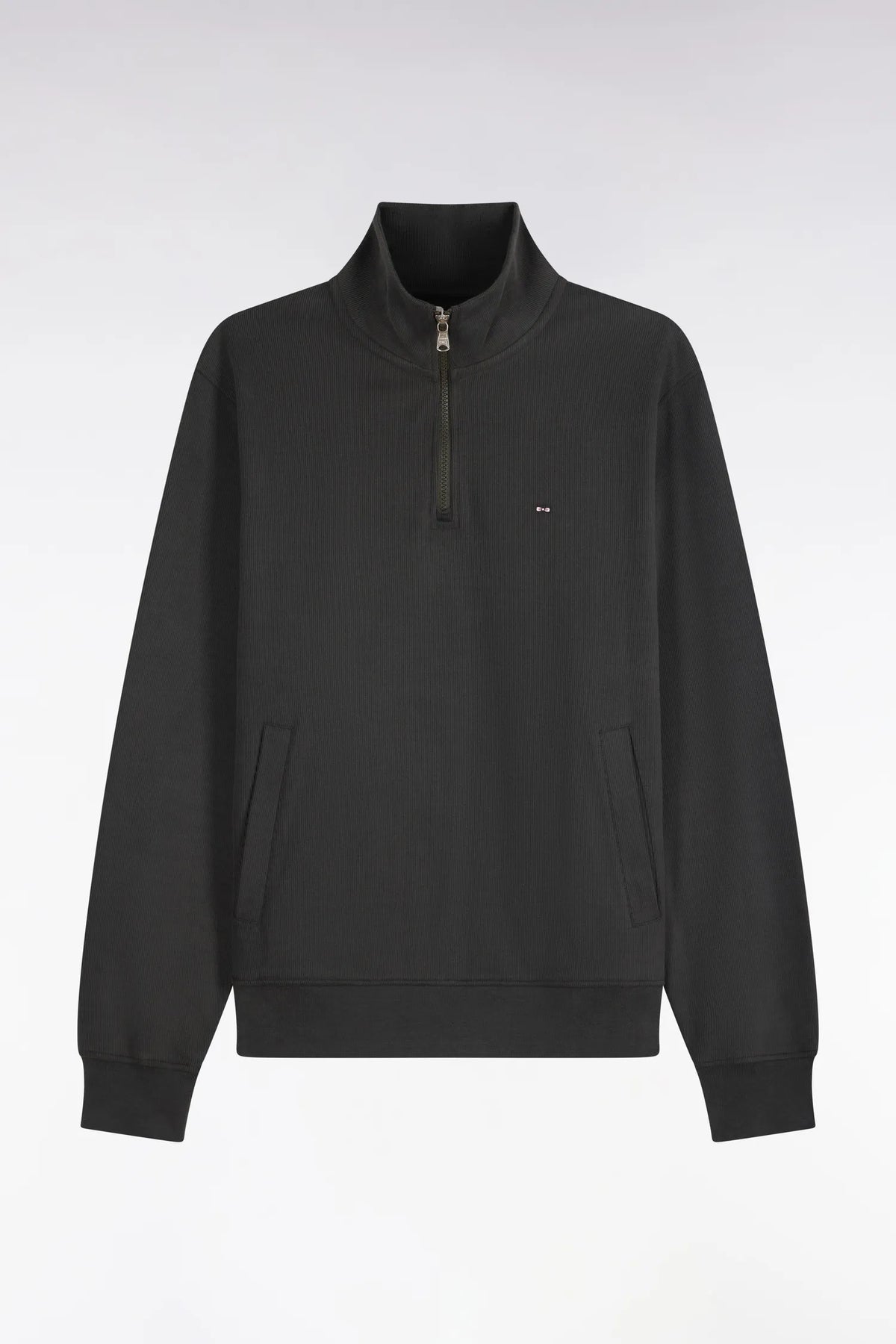 Eden Park 0 Men Straight-Cut Khaki Cotton Fleece Trucker Collar Sweatshirt SKU: H26MAISW0002_KAF1 Image 02