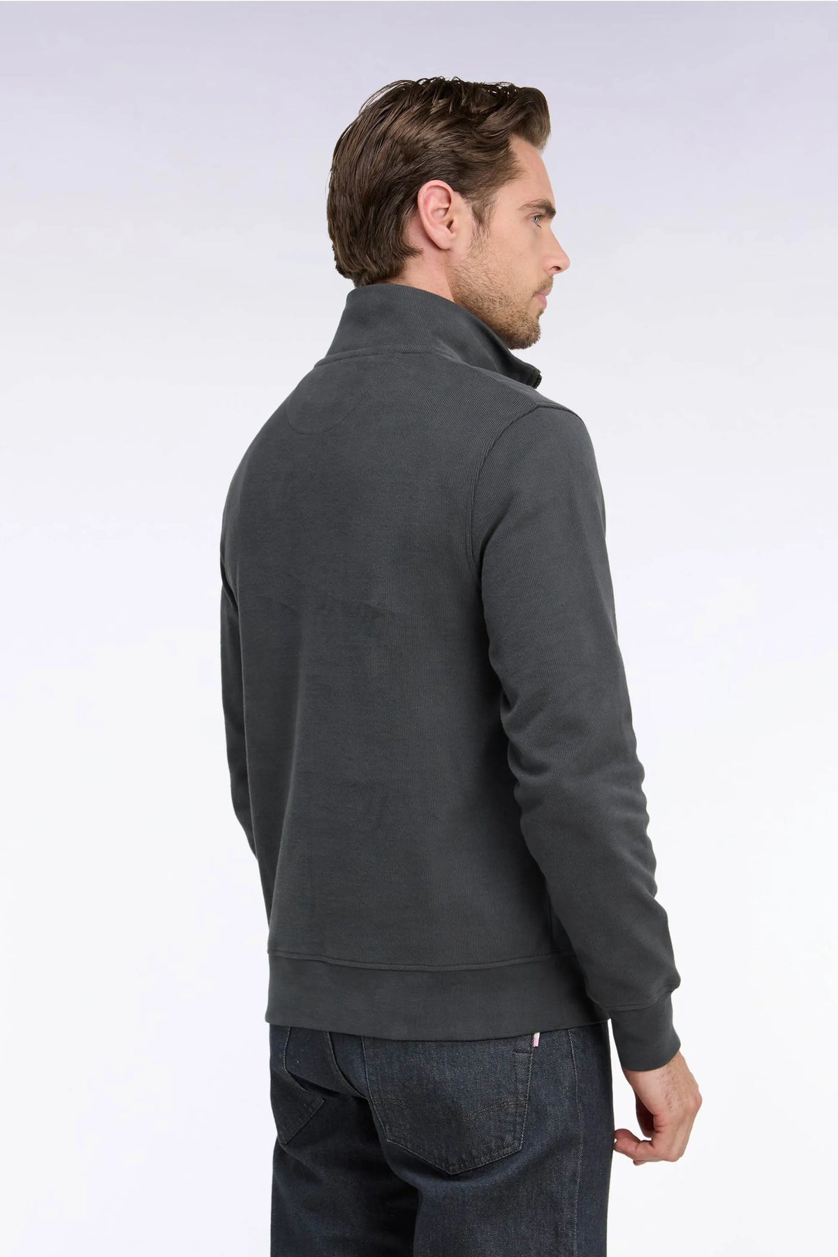 Eden Park 0 Men Straight-Cut Khaki Cotton Fleece Trucker Collar Sweatshirt SKU: H26MAISW0002_KAF1 Image 04