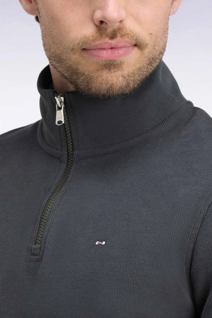 Eden Park 0 Men Straight-Cut Khaki Cotton Fleece Trucker Collar Sweatshirt SKU: H26MAISW0002_KAF1 Image 06